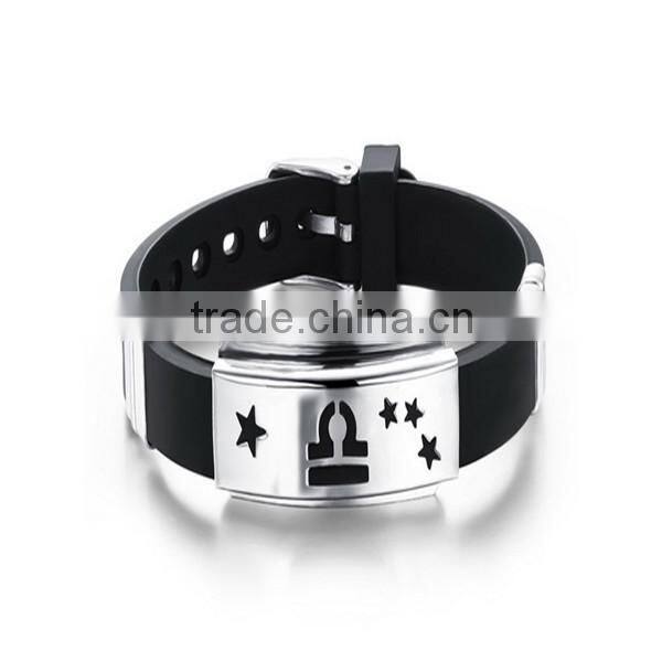 engrave metal plate silicone bracelet stainless steel