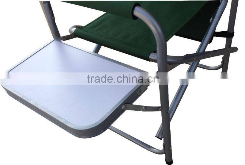 Aluminum folding director chair with side table and pocket