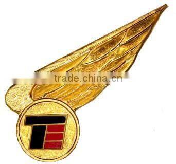 Custom gold Star Russian pin badge, engraved 3d wing metal lapel pins, metal pin badges with butterfly clasp