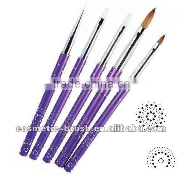 Wholesale high quality professional manufacture Metal Handle Kolinsky cosmetic makeup Nail Art Gel Brush for cheap