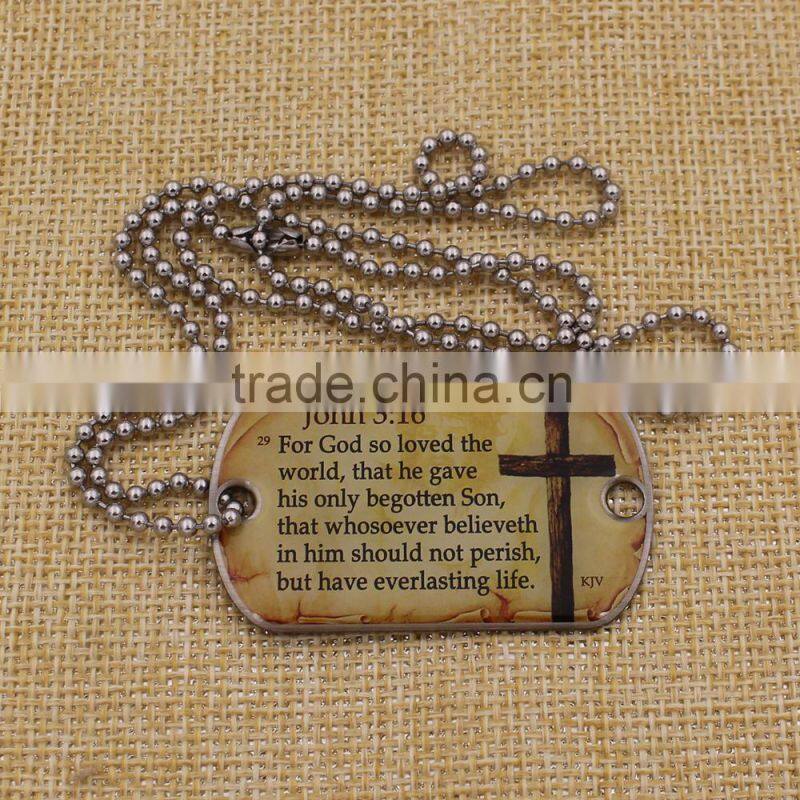 Custom printing aluminum military dog tag with chain