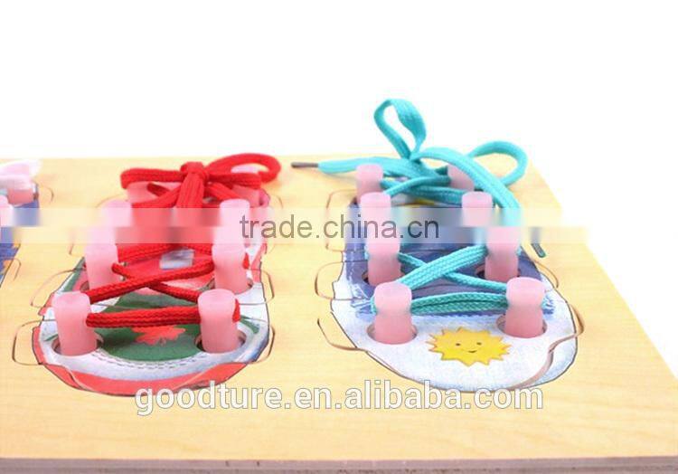 2 In 1 Games Wooden Shoes Puzzles And Tie The Shoelace