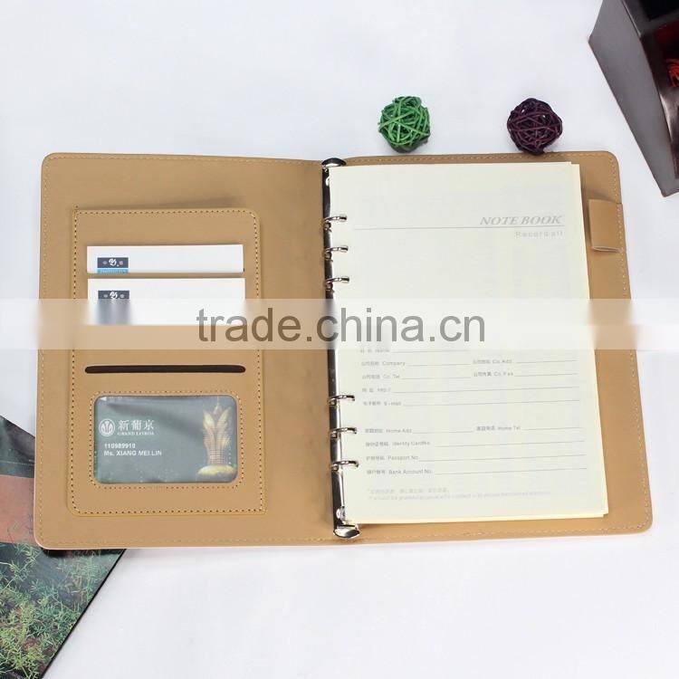 Fashion printed logo white color pu loose leaf organizer