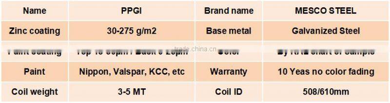 different Nippon color paint in Ral color standard PPGI in precision packaging