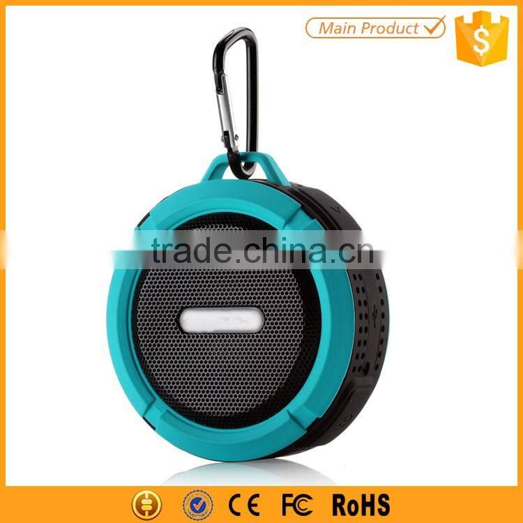 with carabiner portable waterproof bluetooth shower speaker