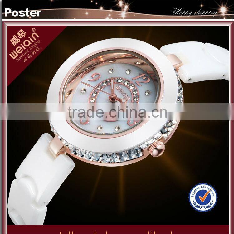 2015 Hot Selling Fashion Sapphire Crystal Fashion White Ceramic Watch