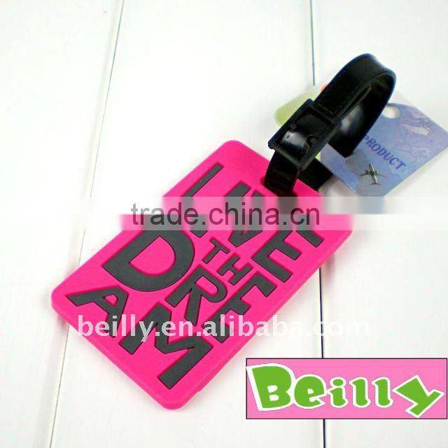 Fashion Make your own Fancy Rubber Travel Funny Luggage Tag Factory