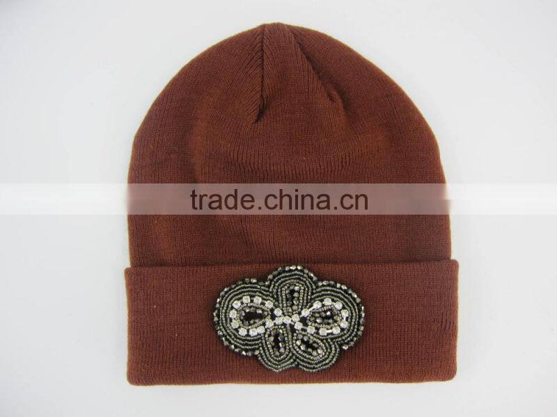 New arrival cheap acrylic winter girls knitted hat wholesale