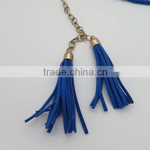 Lady's tassel braided suede leather belt for dress