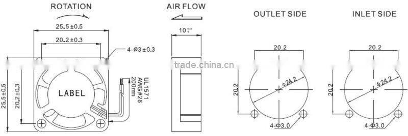 5v dc micro smartphone fan 2.5x2.5x1cm