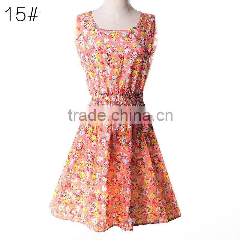 Cotton sleeveless dresses with different patterns 25 styles for your free choose