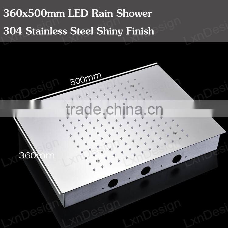 European shower jet system 360*500mm wall panel embeded ceiling rainfall shower head set with body jet
