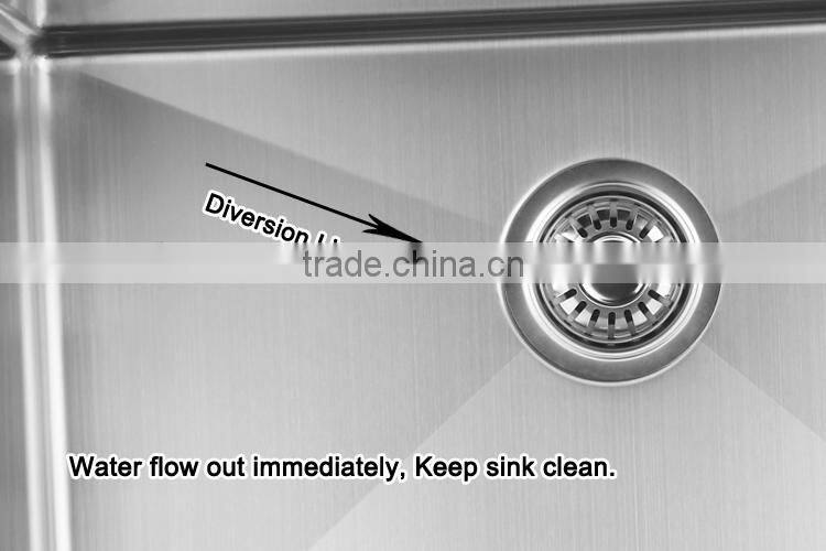 High reputation stainless steel handmade kitchen sink with drain board R10-8545