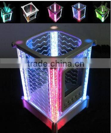 new design rainbow color change multifunctional penholder with digital clock