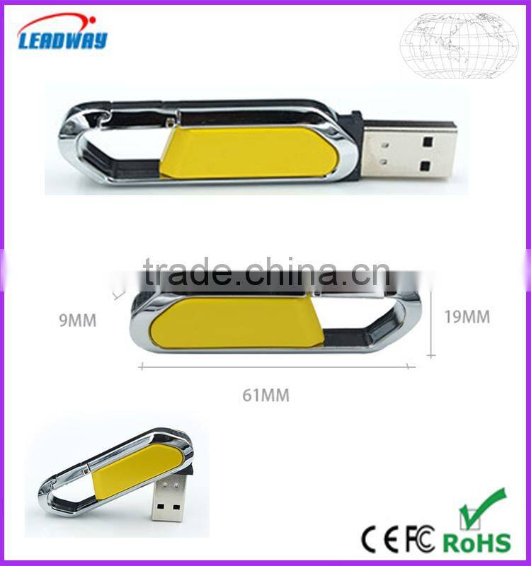 USB pormo gift usb custom logo yellow carabiner usb 1gb 2gb 4gb 8gb 16gb