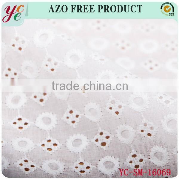Hot sale simple circular holes 100% cotton woven fabric embroidery for dress