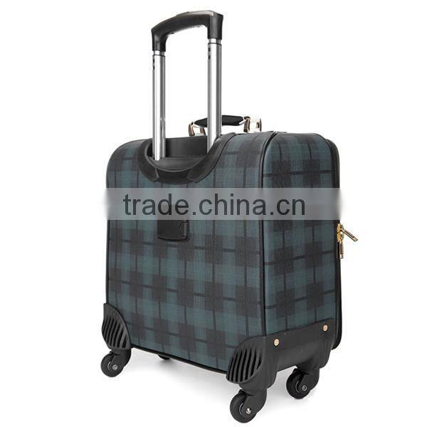 14 inch , 4 Wheels , soft PVC case , nylon zipper trolley travel luggage bag