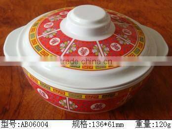 Melamine nice design printing chinese soup bowl with lid