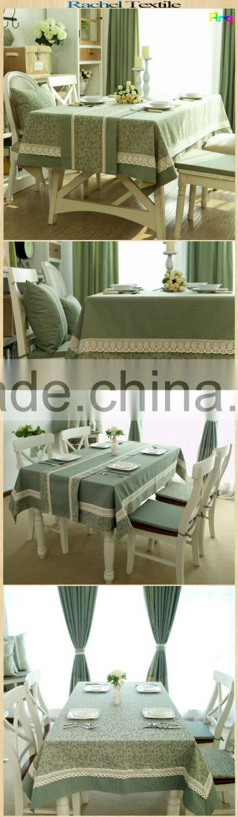New designed Christmas style linen cotton material jacquard tablecloth fabric light green