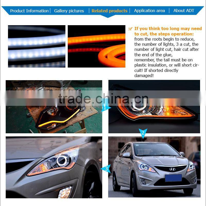 60cm 85cm dual color switchback white yellow color flexible led strip daytime running light headlight