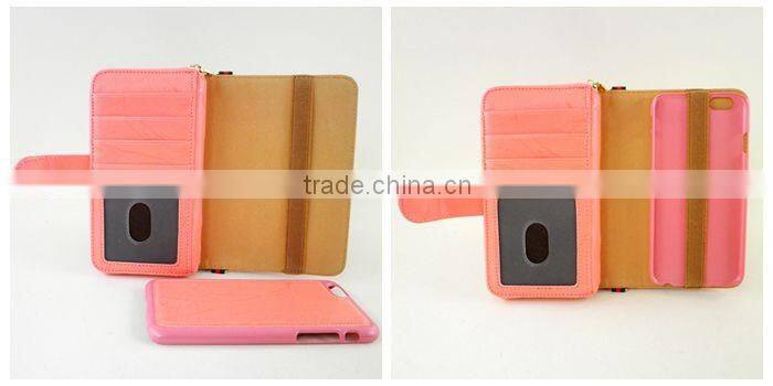 Fashionable wallet detachable magnet leather case for iphone 4 5 6 wholesale