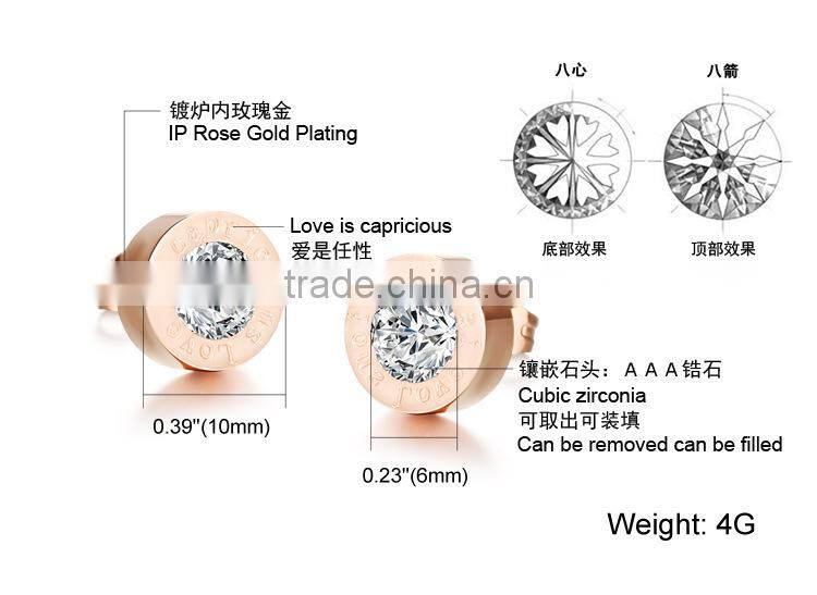 KSTONE Fashion Jewelry Wholesale Rose Gold Round Colorful Diamond Stud Earring