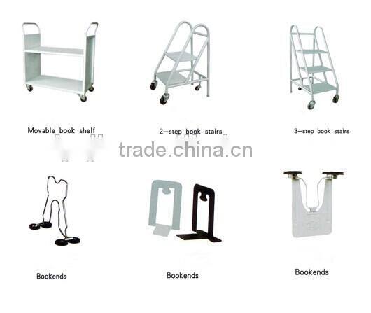 School library furniture cold rolled steel book stairs and bookends for library