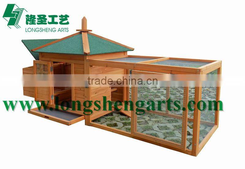 Tower-like wooden chicken coop