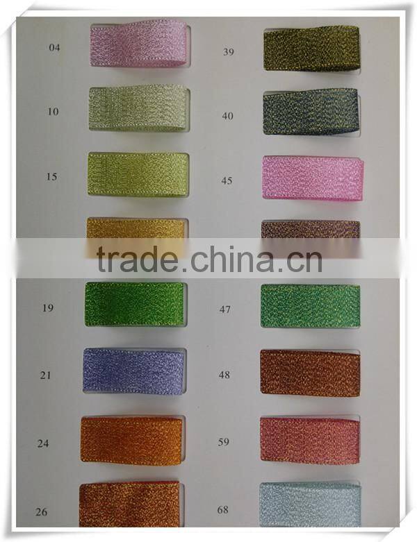 wholesale various size Decorative Christmas Metallic colored Ribbon for packaging 25yards/roll
