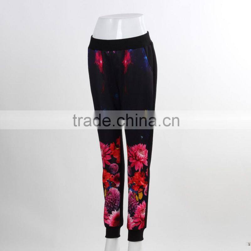 F5W30177 Women Fashion Jogger Pants Wholesale Cheap 100% Cotton Pants Printing