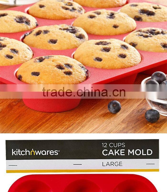 Hot Sale Cake Tools Cupcake Baking Tray Fondant Kitchen Bakeware Silicone Non-Stick 12 Cups Cake Mold Muffin Pan