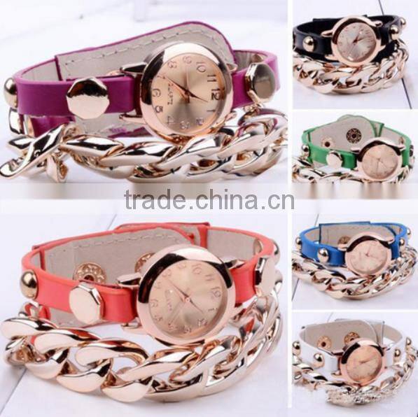 fashion PU wrist women lady watch