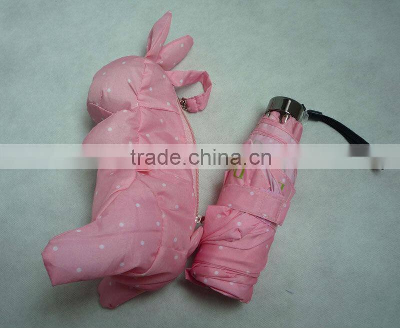 Mini 5 folding umbrella with rabbit shape case