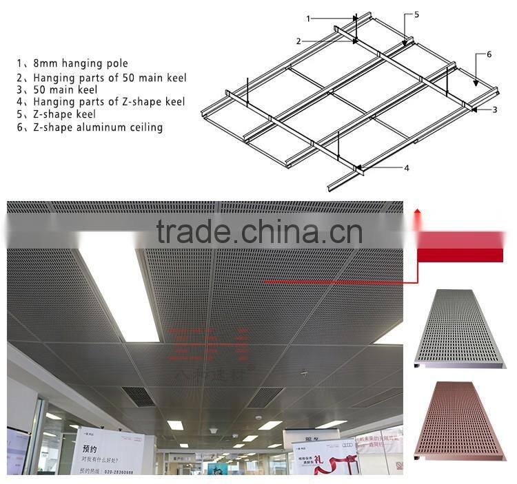Building materials aluminum false ceiling system square type