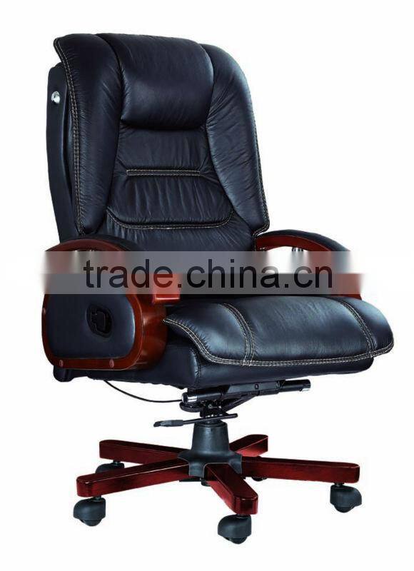 China manufacturer boss recliner office chair with woodern base&armrest
