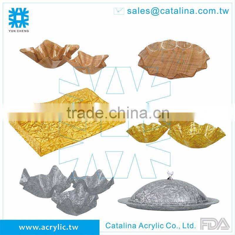 Luxury Acrylic Plastic Banquet wedding Cake dessert Fruit Tray with Lid