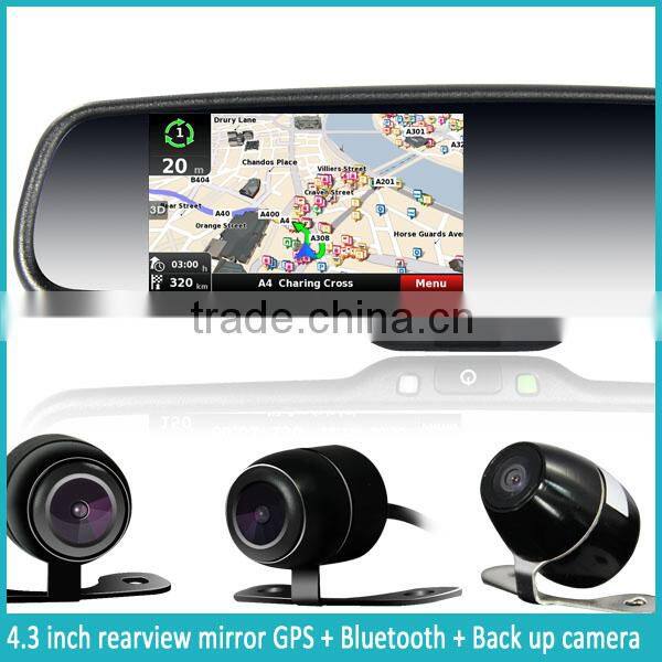 WINCE GPS NAVIGATION REARVIEW MIRROR WITH TOUCH SCREEN AND 2 VIDEO INPUT