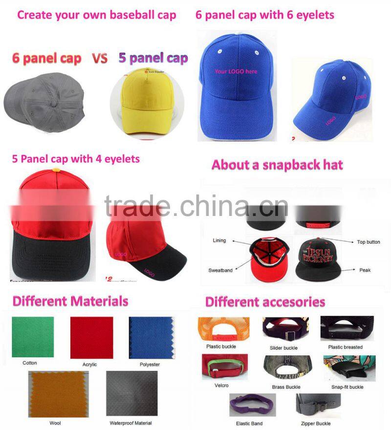 Adjustable Hip Hop hats Custom Embroidery Acrylic Snapback Caps