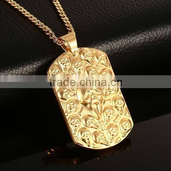 Men's Jewelry Gold Plating Skulls Pendant Necklace 2016 Punk