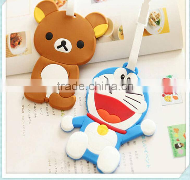 Cartoon Design Trolly Luggage Tag Wholesale/Handbag Soft Pvc Hang Tag Label/Promotional Gift Suitcase Name Tag