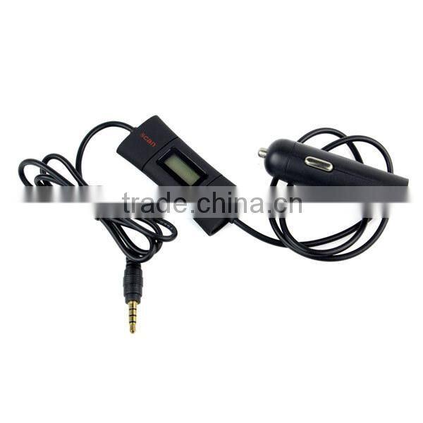New 0.8" Screen Car 3.5 mm FM Transmitter 2-CH HiFi Automatic Search FM Transmitter for Iphone Samsung MP3