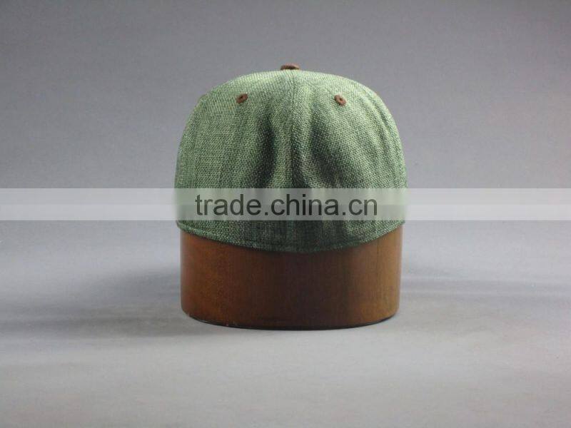 Customer high quality 6- panel Linen snapback hat with flat Embroidered Patch