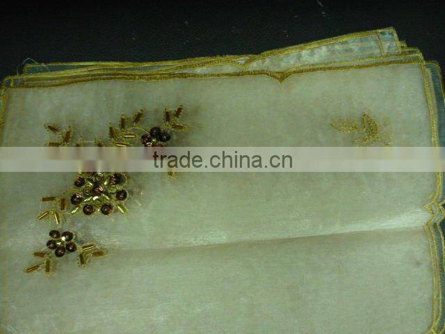 beaded embroidered table napkin