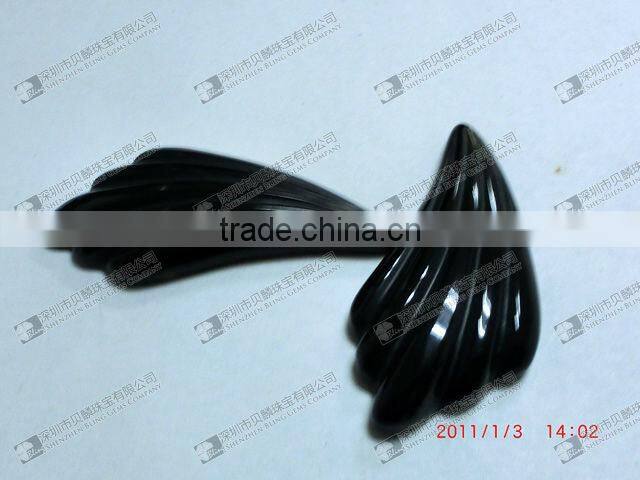Best price gemstone black onyx carved wing shaped for earrings
