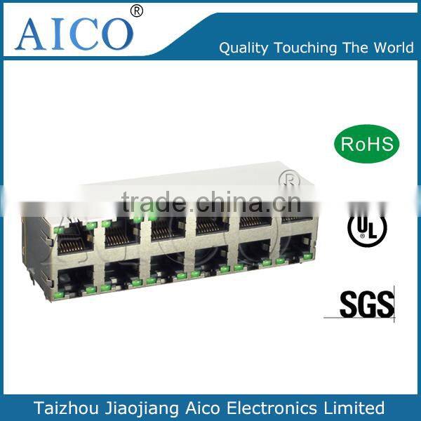 china manufacturer pcb mounting horizontal 8p8c led 2x4 metal rj45 ethernet jack with spring clamp