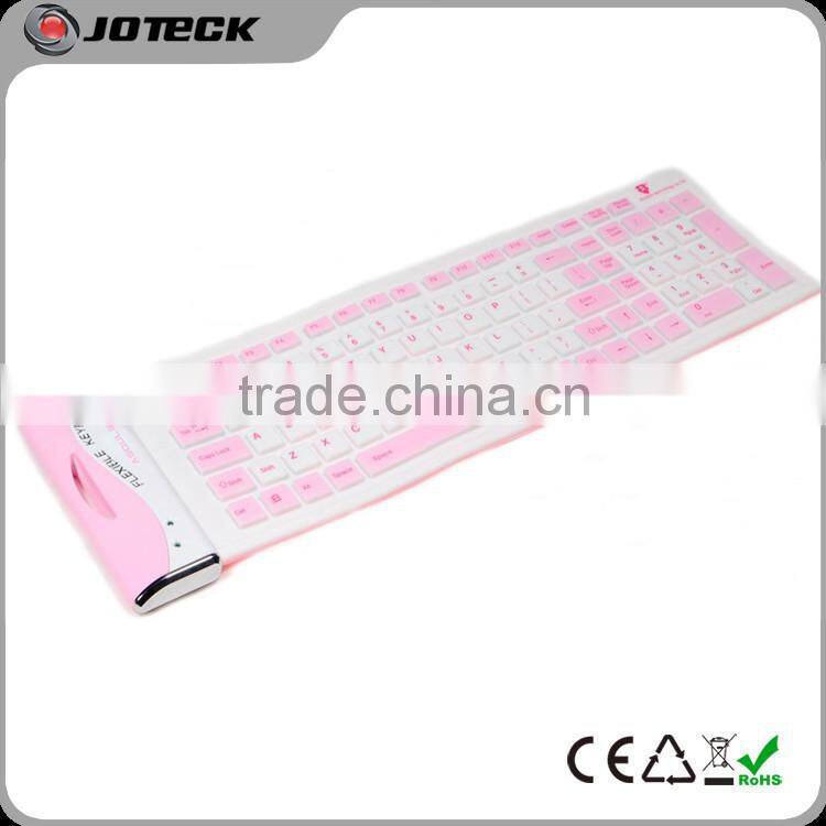 Flexible colorful 104 keys USB silicon rubber computer keyboard with separable cable--JK104C
