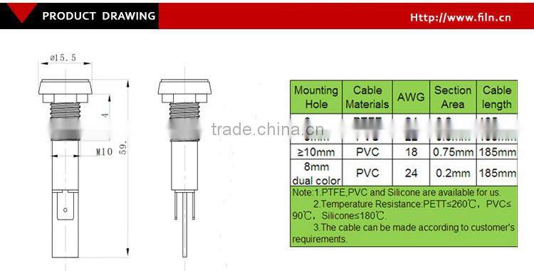 10mm high brightness oven red bidirectional automotive 6 volt led indicator light 12v