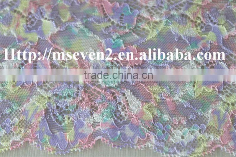 beautiful colorful african lace trimming elastic tulle fabric 100% nylon lace
