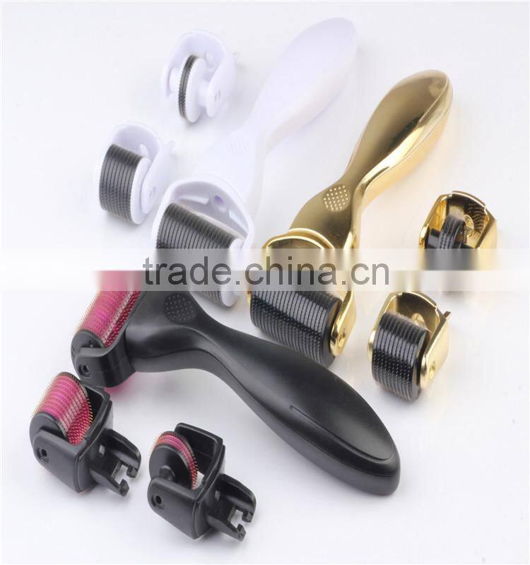 Golden derma roller 3 in 1 system derma roller for facial use derma roller rechargeable