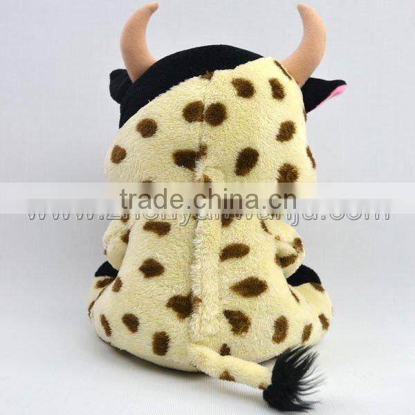 Stuffed white dairy cow&Educational toys&round mini plush cow